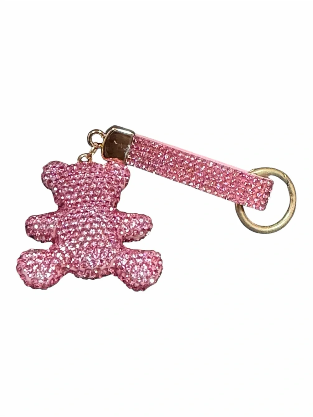 Pink Crystal Teddy Bear Keychain Charm for Women